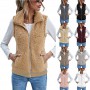 Autumn and Winter Women's New Pocket Zipper Plush Vest Vest Jacket Top