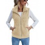 Autumn and Winter Women's New Pocket Zipper Plush Vest Vest Jacket Top