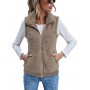 Autumn and Winter Women's New Pocket Zipper Plush Vest Vest Jacket Top