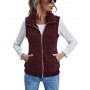 Autumn and Winter Women's New Pocket Zipper Plush Vest Vest Jacket Top