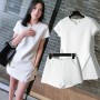 New Women's Fashion White Black Suit Split Shirt and Shorts Summer Casual Ladies Office Workt Two-piece Suit Set