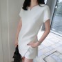 New Women's Fashion White Black Suit Split Shirt and Shorts Summer Casual Ladies Office Workt Two-piece Suit Set