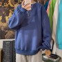 Men's Solid Color Sweatshirts  Autumn  O-Neck Oversized Pullover Casual Plus Velvet Long Sleeve Basic Top Streetwear