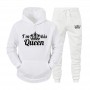 Couple Tracksuit King Queen Print Casual Hoodies Set Sweatshirt Sportswear Hooded Pullover Suits Lover Hoodie and Pants 2 Pieces