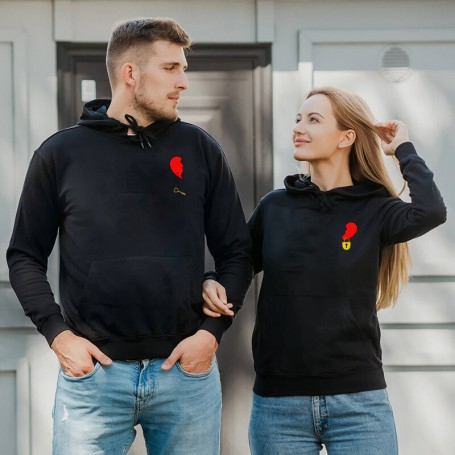Lock and Key Love Heart Print Hoodies Couples Sweatshirt Men Women Match Pullover Fashion Hooded Women Hoodies Fleece Suits