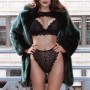 2Pcs New Hot Sexy Lingerie Solid Women's Black Lace Nightdress Transparent Porno Hollow Babydoll Bra Panties Erotic Underwear