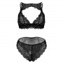 2Pcs New Hot Sexy Lingerie Solid Women's Black Lace Nightdress Transparent Porno Hollow Babydoll Bra Panties Erotic Underwear