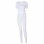 Toplook Solid Two Piece Set Short Sleeve Women Sexy Top Crops Leggings Skinny White Black Tracksuit  Summer Outfit 2 Piece