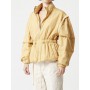 Women's Detachable Sleeve Zipper Parkas Coat Fashion Stand Collar Waist Drawstring Ladies Autumn Winter Solid Color Jacket