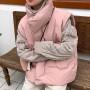Warm Winter Thicken Pink Tanks Women All Match Black Vest Sleeveless Elegant Waistcoat Korean Fashion Lady Overwear New