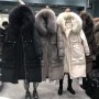 Women White Duck Down Coat Winter Large Natural Fur Collar Hooded Down Long Jacket Windbreak Sleeve Warm Outwear
