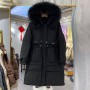 Women White Duck Down Coat Winter Large Natural Fur Collar Hooded Down Long Jacket Windbreak Sleeve Warm Outwear