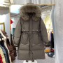 Women White Duck Down Coat Winter Large Natural Fur Collar Hooded Down Long Jacket Windbreak Sleeve Warm Outwear