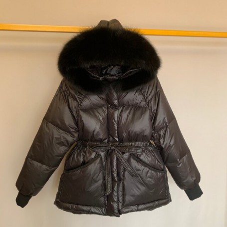 Winter Women Parkas 90% White Duck Down Jacket Large Real Raccoon Fur Collar Hooded Warm Women's Feather Coat Outwear Black