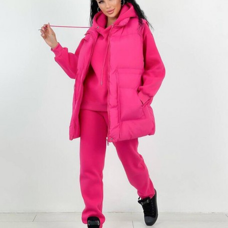 Winter Casual Cotton Vests Suits Women Fashion Loose Solid Hoodies Suit Women Elegant Ankle Banded Pants Suits Female Ladies