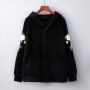 New Women Autumn Winter Thicken Warm Faux Mink Cashmere Hooded Cardigan Female Embroidery Loose Casual Knitted Sweater
