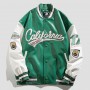 American retro letter embroidery leather jackets new street trend all-match baseball uniform couple loose top