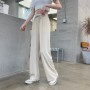 Knitted wide-leg pants women spring and summer high waist ice silk draped loose straight-leg pants  casual all-match trousers