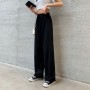 Knitted wide-leg pants women spring and summer high waist ice silk draped loose straight-leg pants  casual all-match trousers