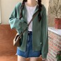 Korean Style Zip-up Jacket Coat Women Oversized Hooded Pocket Female Outerwear Casual Hoodies Coats for Women  Spring Autumn