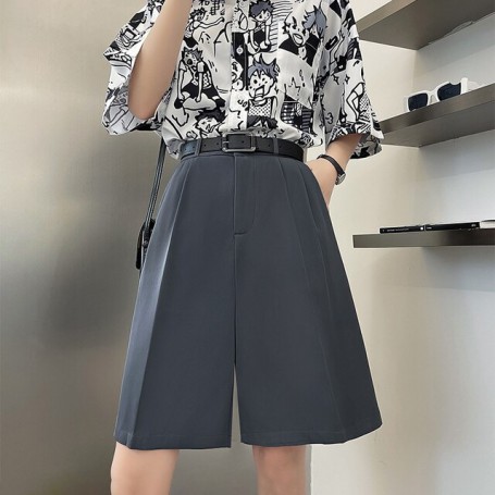 High Waist Casual Suit Pants for Women Loose Floor-Length Wide Leg Trousers  Summer Thin Korean Straight Blue White Pant