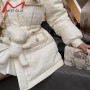 Korean Style Down Jacket Women Short Stand Collar Fashion Bear Doll White Duck Down Winter Coat Female Windproof Overcoat