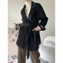 Wool Double-sided Woolen Coat Women's Belt Suit Collar Autumn and Winter New Woolen Mid-length Coat Warm and Fashionable