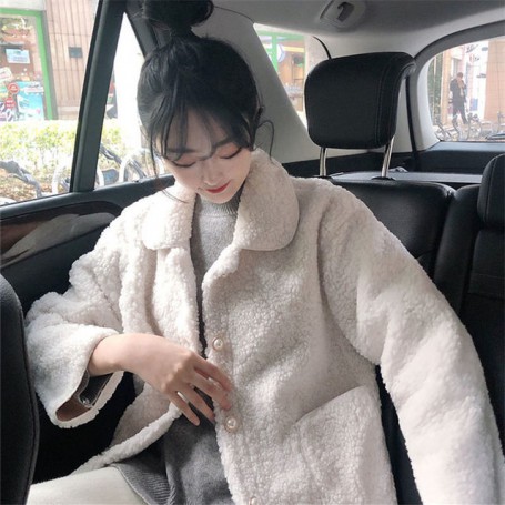 Imitation Lamb Down Jacket Women Coat Fur Coat Winter Hanbok Women's Winter Coat Woman Made Fur Coat Oversized Fluffy Coat