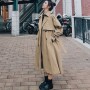 Trench Women French Temperament Autumn Fashion Design Vintage Tunic Sashes Loose Retros Double Breasted Windbreaker Female