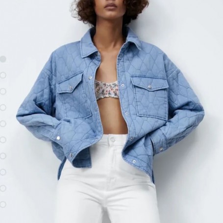 Women's Denim Coat Winter Warm Outwear Solid Long Sleeve Top Button Jackets Loose Casual Woman Jacket TRF