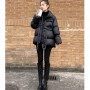 Women's down coat black plus size belt zipper fashion puffer high quality hot selling short jacket