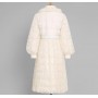 Winter new French retro white duck down jacket women lantern sleeve big swing mesh stitching warm outwear