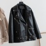 Leather Jackets with Belt Oversized Korean  Motorcycle Faux Fashion Causal Outerwear