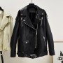 Spring Autumn PU Faux Leather Jackets Women Loose Casual Oversized Biker Coats With Belt Female Streetwear Motorcycle Outwear