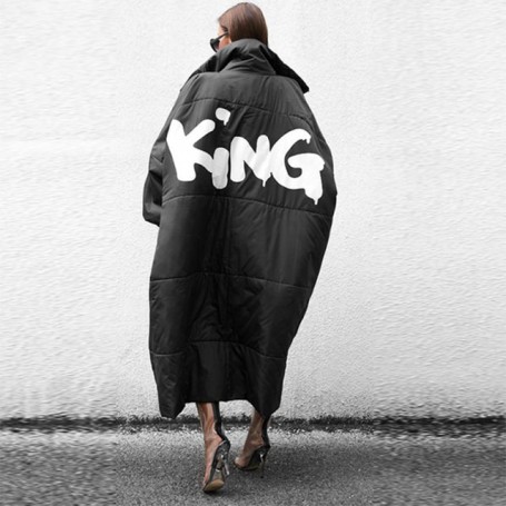 Oversized Thick Cotton Queen King Parka Women Warm Jacket Winter Print Coat Elegant Fashion Cotton Padded Jacket Top For Female