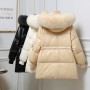 Parkas 90% White Duck Down Jacket Female  Large Real Fox Fur Collar Hooded Warm Women's Feather Coat Outwear