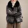 New Winter Women Real Fox Fur Collar 90% White Duck Down Jacket Puffer Coat Female Korean Vintage Button Warm Parkas