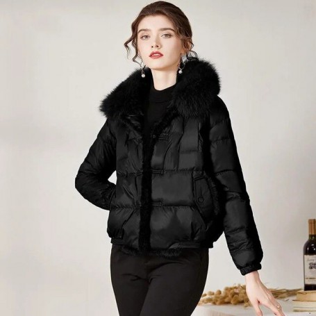 Real Fox Fur Collar Winter Women 90%White Duck Down Jacket Loose Elegant Parkas Ladies Short Warm Puffer Coat Female