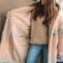 Oversized Long Hooded Teddy Jacket Coat Women Winter  Trendy Female Warm Overcoat Vintage Casual Loose Faux Fur Coats Jacket