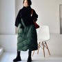 Temperament quilted large pocket loose length round collar down jacket