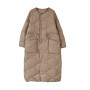 Temperament quilted large pocket loose length round collar down jacket