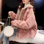 New Winter Coat Women Korean Loose Wild Zipper Corduroy Lamb Wool Jacket Thicken Warm Tooling Cotton Jackets Womens Parkas