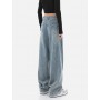 Jeans for Women Wide Leg All-Match Loose Casual Wash Denim Pants Baggy High Street Long Trousers Autumn