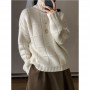 High-neck Thick Cashmere Sweater Women Loose Korean Style Lazy Autumn Winter New Wool Knitted Sweater Turtleneck Pullover Female
