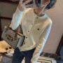 Autumn and winter embroidered cashmere knit cardigan women Korean round collar loose short sweater coat pure color wool top