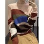 Women Sweater  Spring and Autumn New Round Neck Casual Loose Mohair Blend Printing Ladies Long-sleeved Pullover Sweater