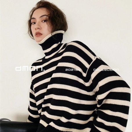 Autumn and Winter  fashion women's cashmere sweater women stripe Turtleneck cashmere sweater