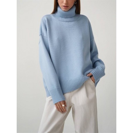 Oversize Women Turtleneck Sweater Vintage Pullover Jumper Loose Ladies Pullover Jumper Winter Warm Knit Sweaters for Women