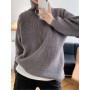 Women's Oversize Sweater with Zipper  Autumn Winter Turtleneck Loose Casual Turn Down Thickened Warm Knitted  Sweaters for Women