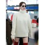 New Long Sable Turtleneck Fluffy 100% MinkCashmere Sweater Length Pullover For Fall/Winter Warm Knitwear